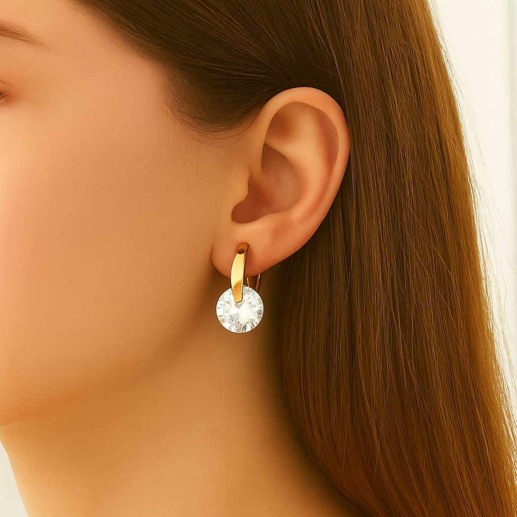 Round zircon small Drop Earring