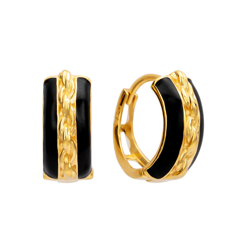 Black and gold fashion Hoop Earrings