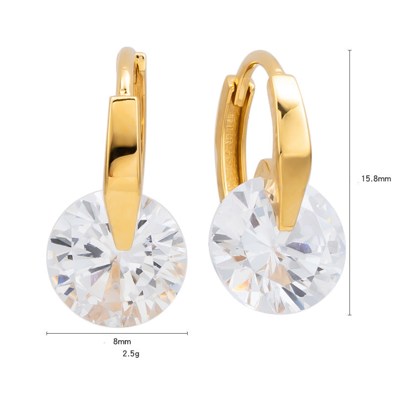Round zircon small Drop Earring