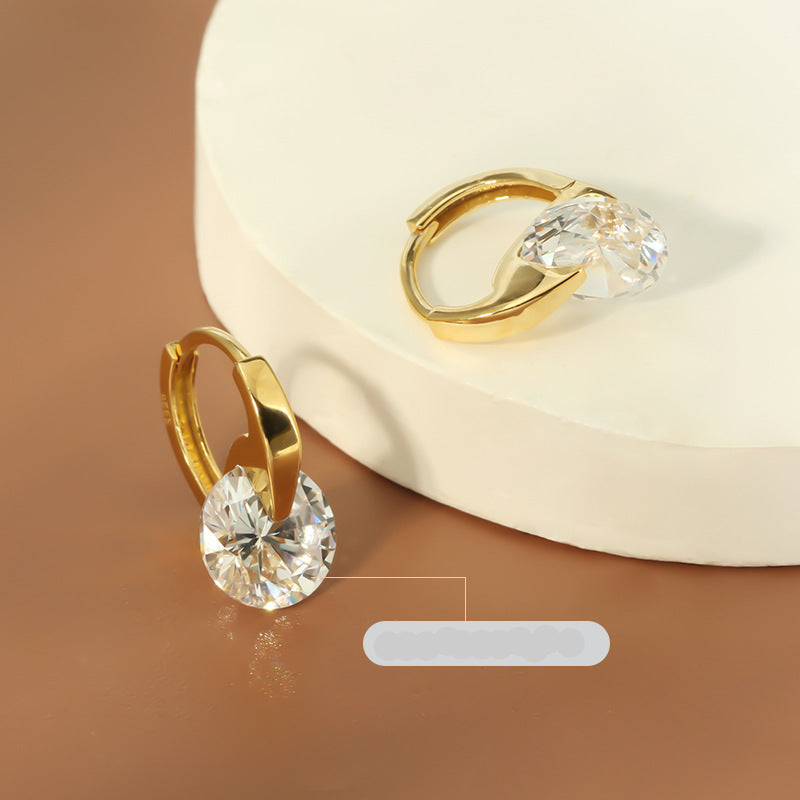 Round zircon small Drop Earring
