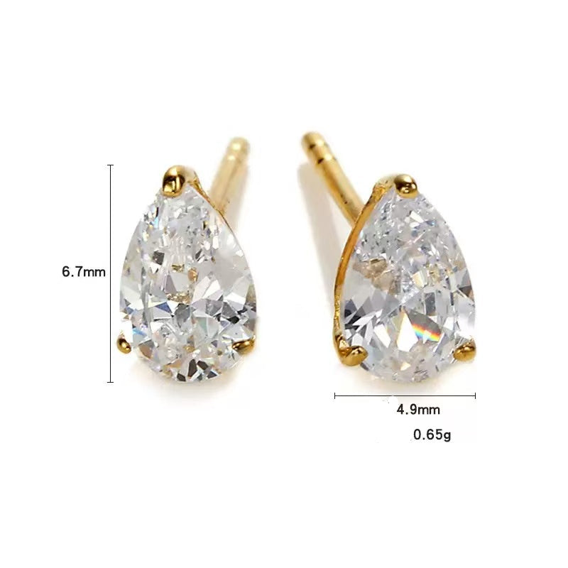 Teardrop 5A zircon stud earrings- minimalist