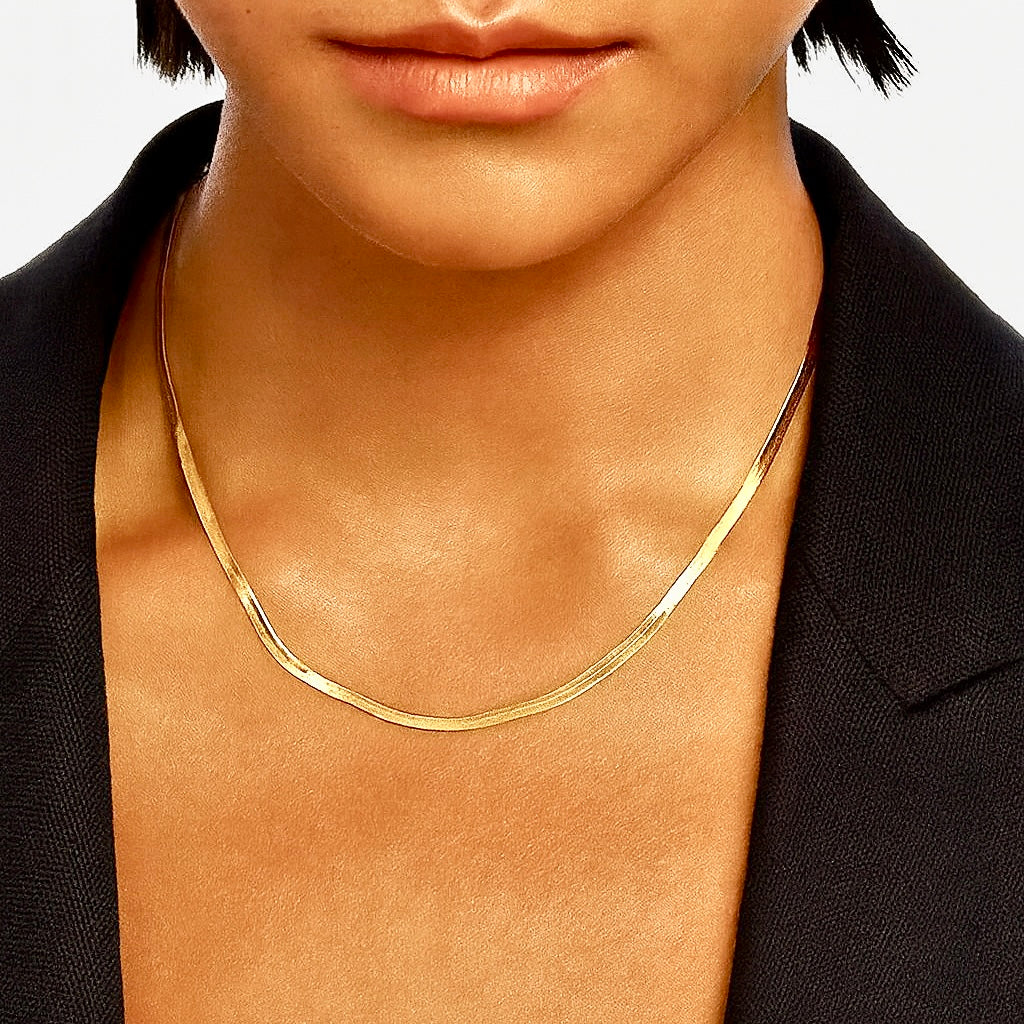 Class Flat snake bone necklace（2.3MM）