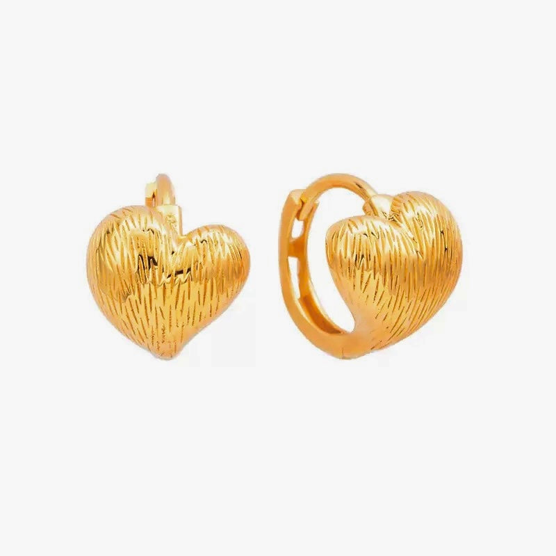 Brushed heart  Hoop Earring