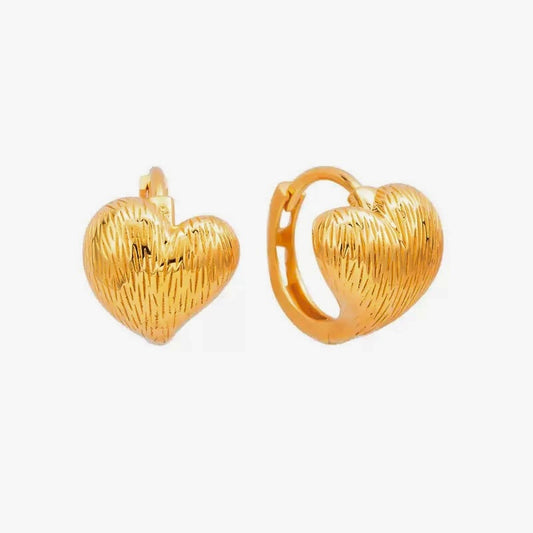 Brushed heart  Hoop Earring