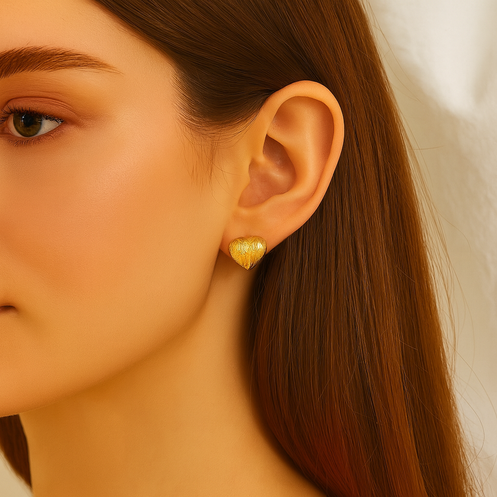 Brushed heart  Hoop Earring