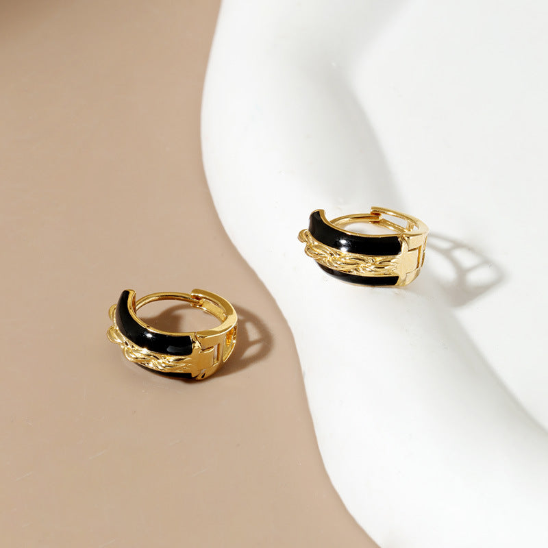 Black and gold fashion  Hoop Earrings
