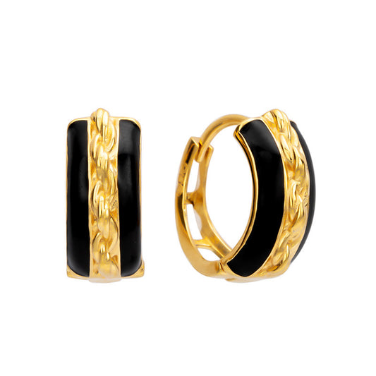 Black and gold fashion  Hoop Earrings