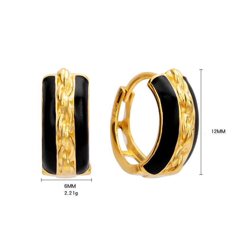 Black and gold fashion  Hoop Earrings