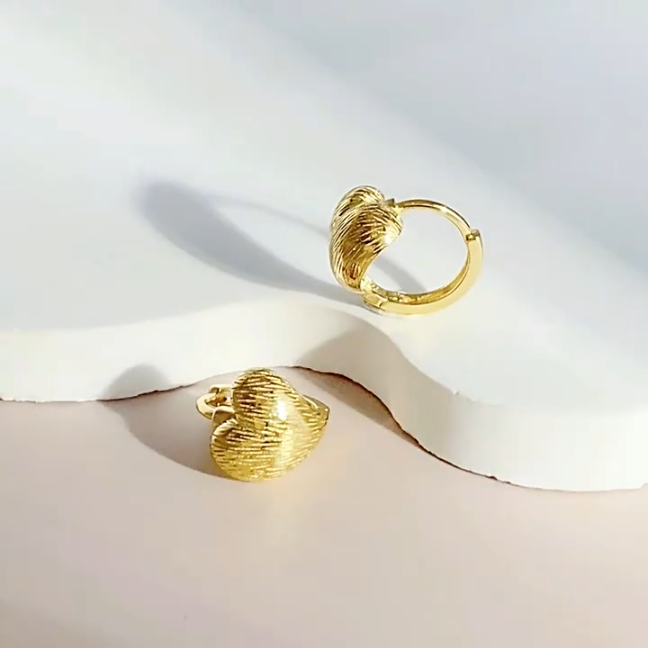 Brushed heart  Hoop Earring